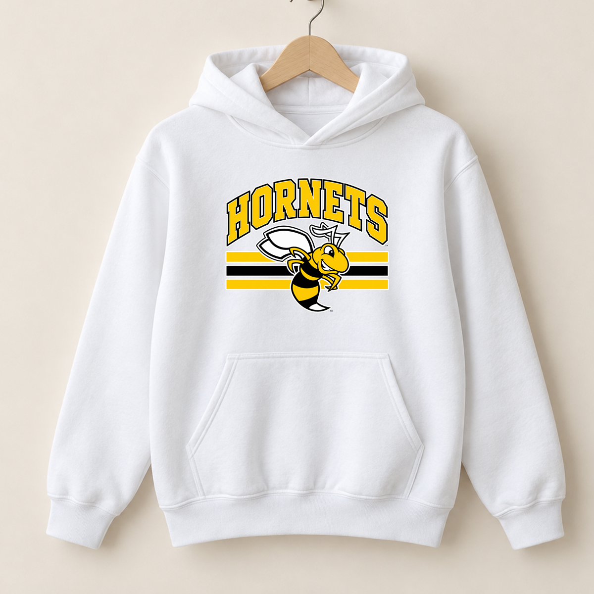 Horace Hornets Youth Mascot & Stripes | Comfort Colors T-Shirt, District Perfect Tri Tshirt, Gildan Hoodie, & Crewneck