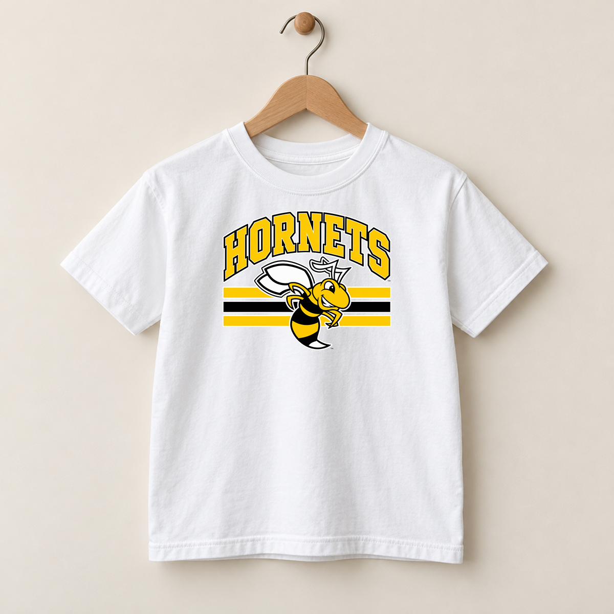 Horace Hornets Youth Mascot & Stripes | Comfort Colors T-Shirt, District Perfect Tri Tshirt, Gildan Hoodie, & Crewneck