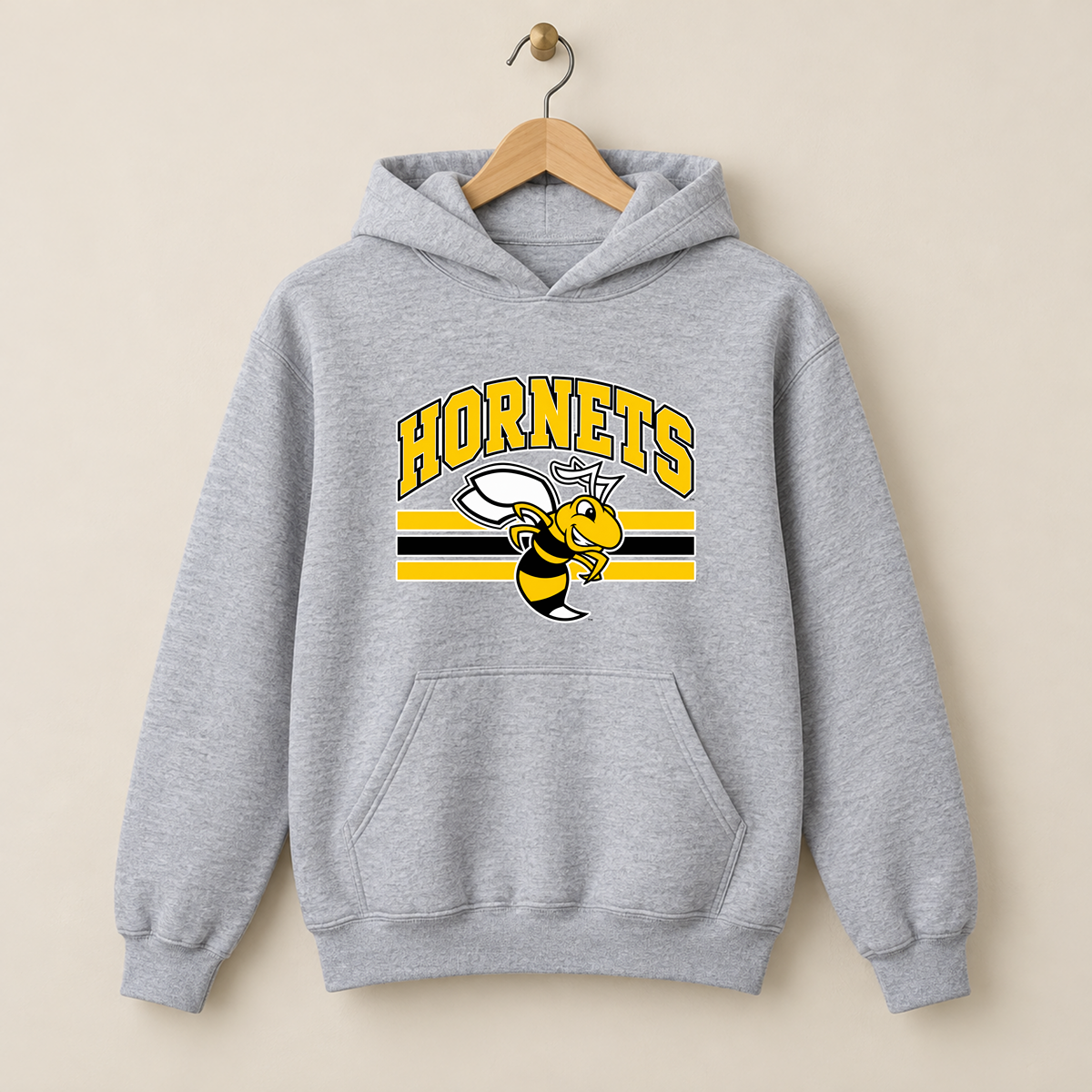 Horace Hornets Youth Mascot & Stripes | Comfort Colors T-Shirt, District Perfect Tri Tshirt, Gildan Hoodie, & Crewneck