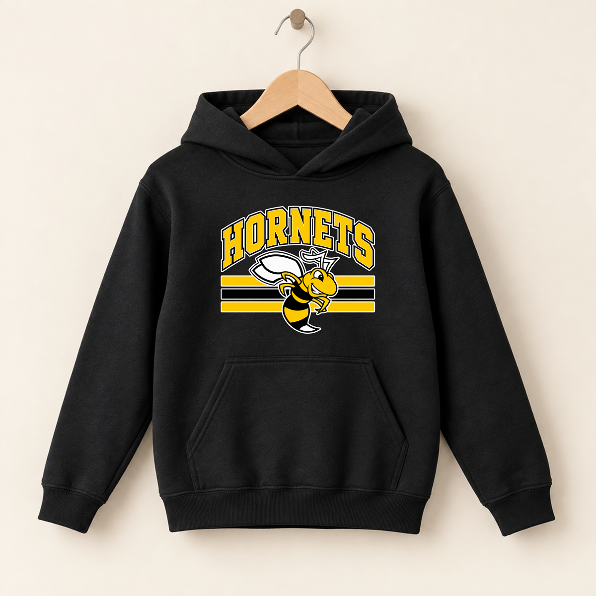 Horace Hornets Youth Mascot & Stripes | Comfort Colors T-Shirt, District Perfect Tri Tshirt, Gildan Hoodie, & Crewneck